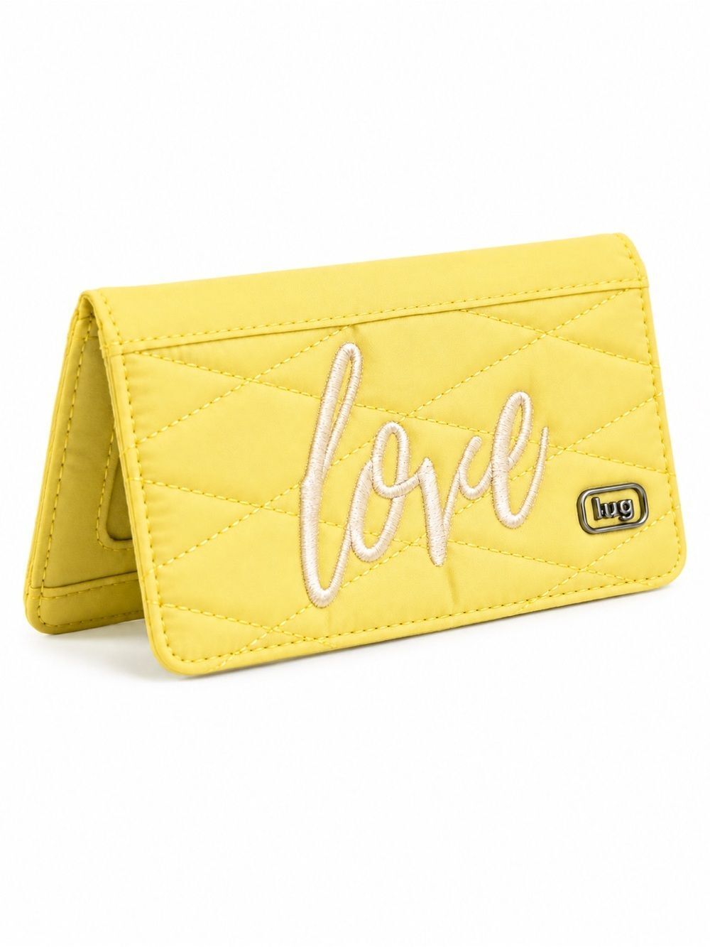 Lug Sweep Folding " Love" Wallet Butter Cup Yellow RFID New NWT Travel Protect